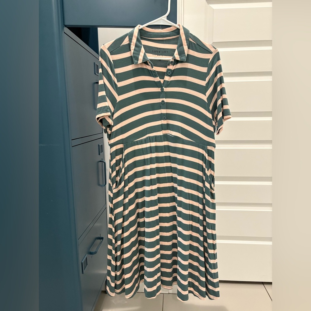 Torrid Super Soft Green Stripe Polo Skater Dress Size 00